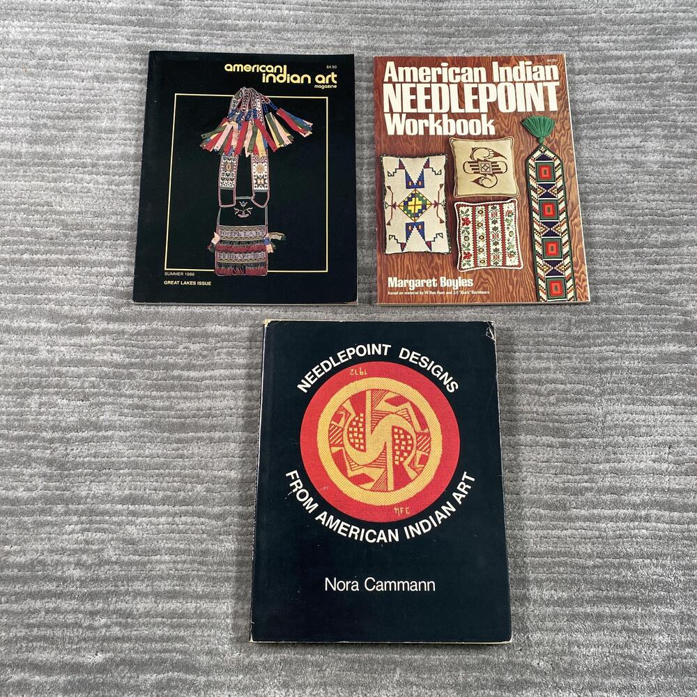 Vintage American Indian Needlepoint Designs Art Book Lot Boyles Cammann PB
